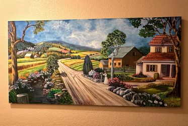 Original "Country Landscape" Painting by Nora Molnar