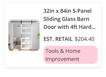 32x84 5-Panel Sliding Glass Barn Door with Hardware