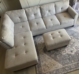 Light Grey Couch with Ottoman