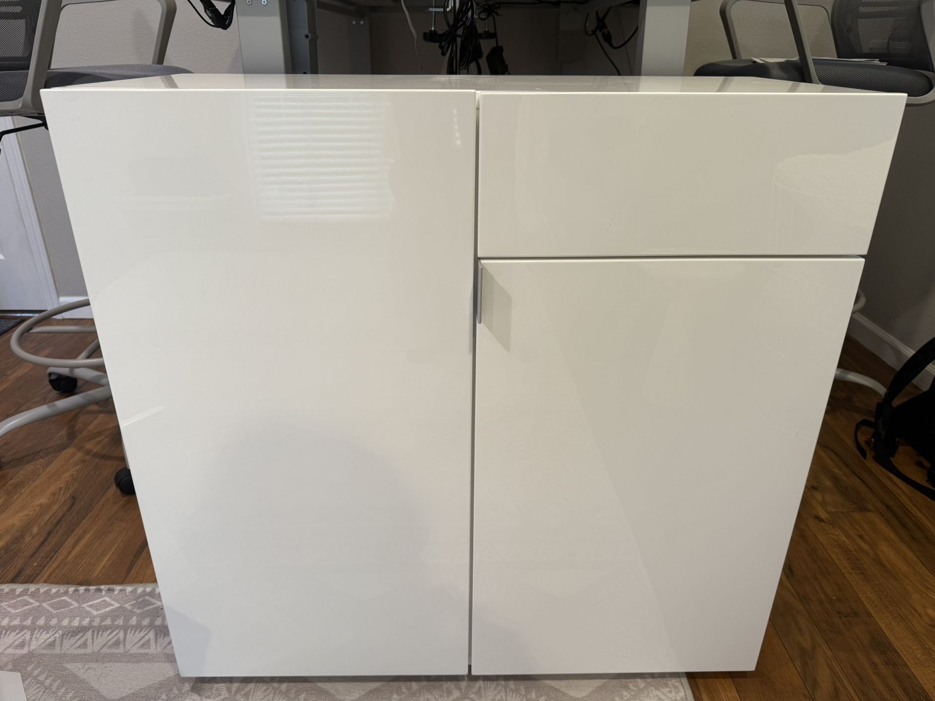 CB2 Swig High Gloss White Mini Bar Cabinet