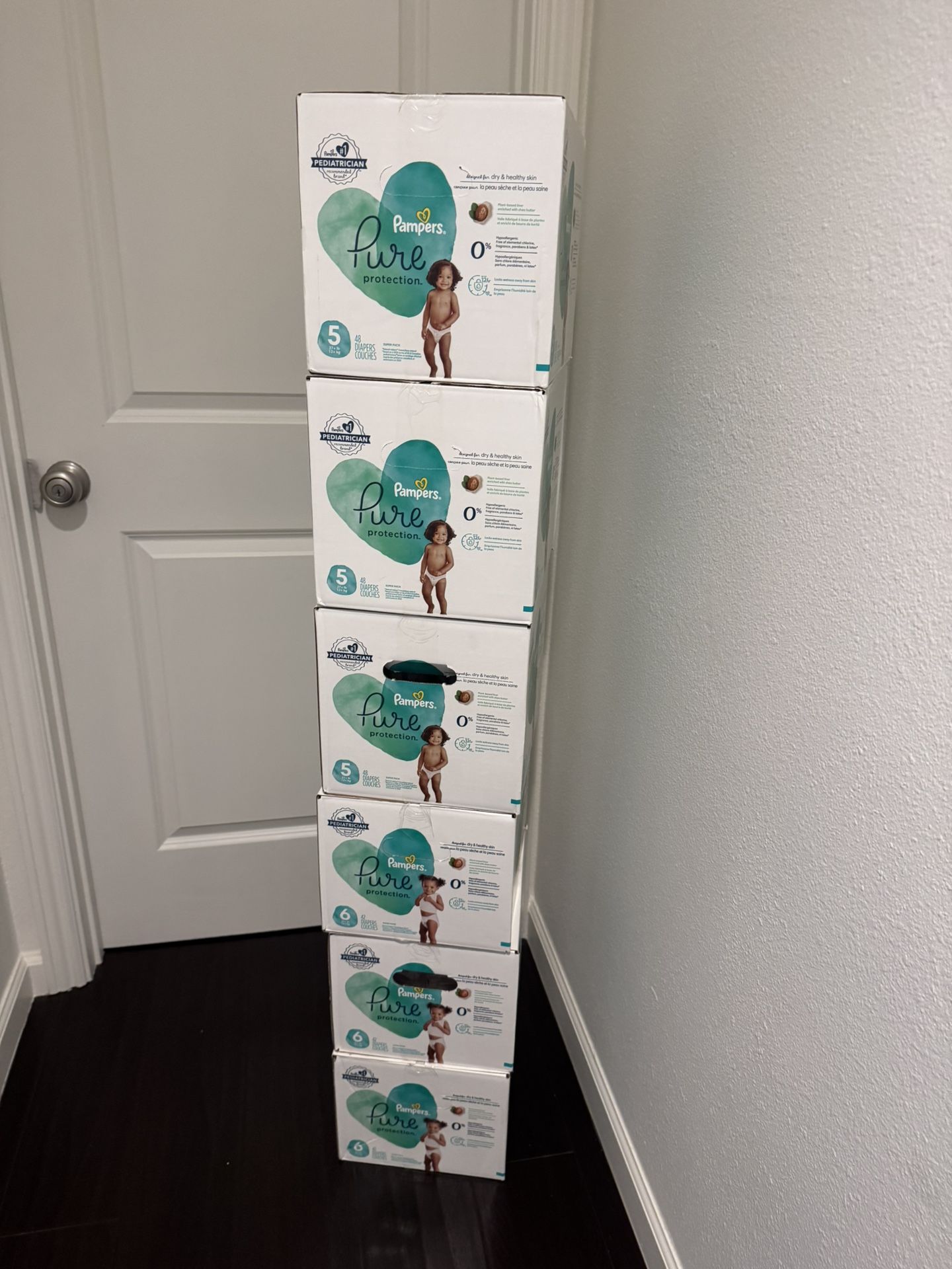 Pampers Pure Protection Diapers Size 5 & 6 Count 48 & 42