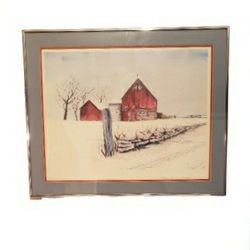 Snowy Winter barn print by Robert Luke.  55/290