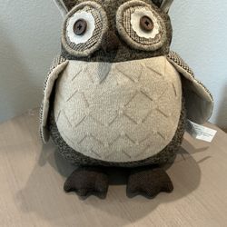 Fabric Owl Large Plush Beanbag Bottom Door Stop Decor
