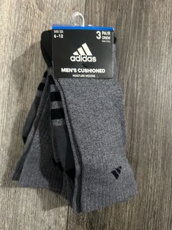 3 pairs Men’s Adidas gray cushioned socks shoe size 6-12