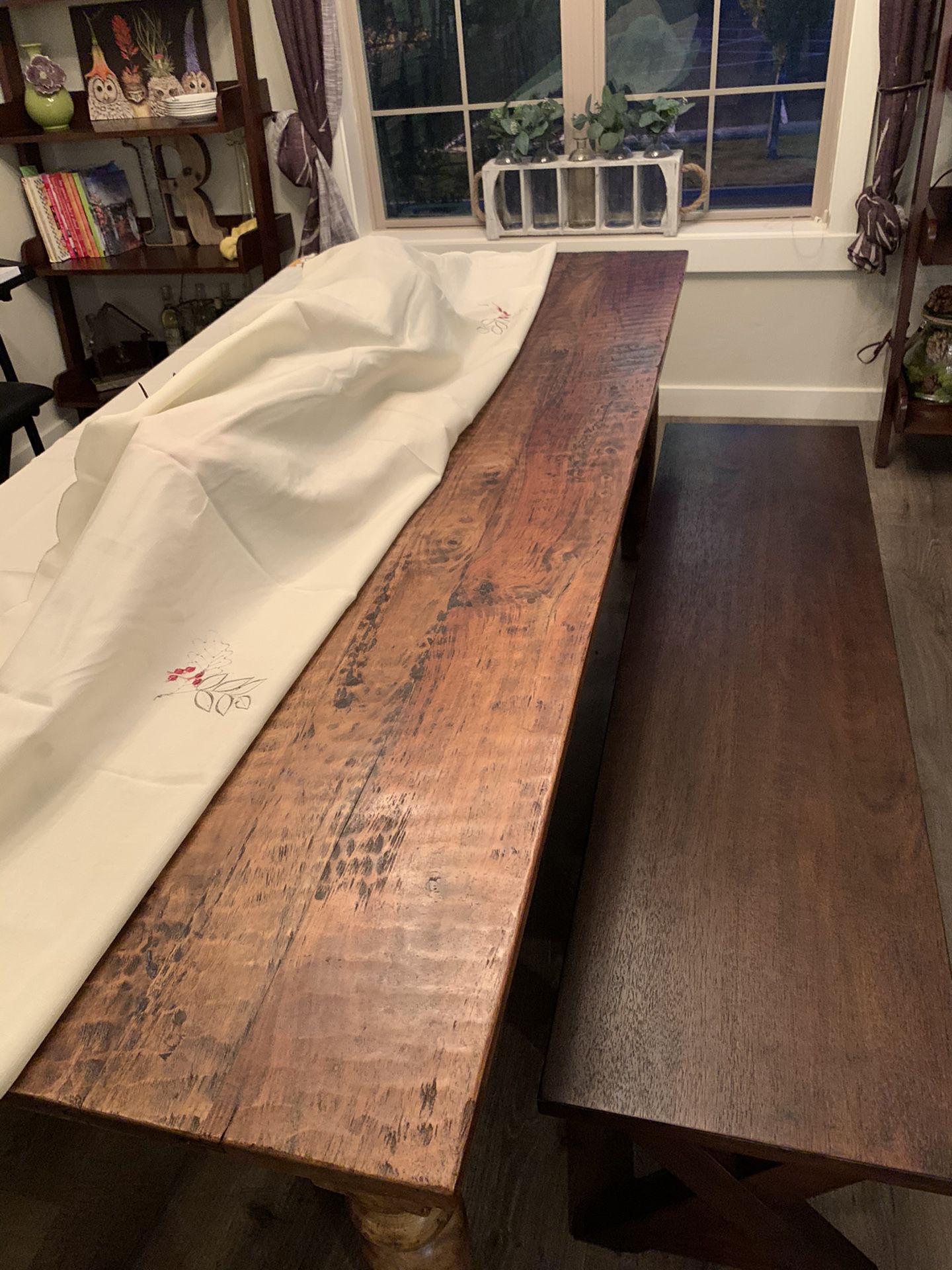 6 foot long dining table all wood with benches!