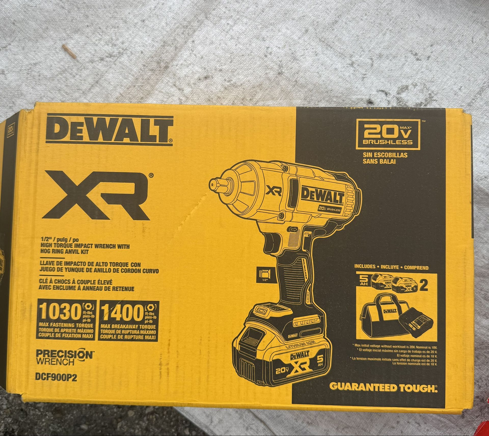 DEWALT 20V MAX Lithium-Ion Cordless 1/2 in. Impact Wrench Kit with (2) 5.0Ah Batteries and Charger