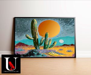 Big 24x36 Framed Art Print - Desert Cactus Sunshine