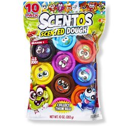 Scentos Scented Dough - Pack of 10 - Assorted Fruit Scented Dough in Tubs for Children at School and Home