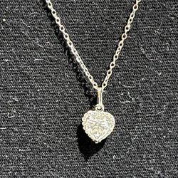 S925 Heart Shaped Moissanite Pendant + Necklace 