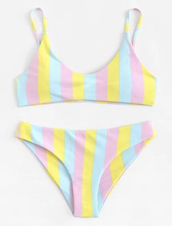 Colorful Striped Bikini Set