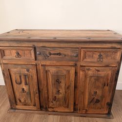 Title: Custom Rustic Wood Cabinet