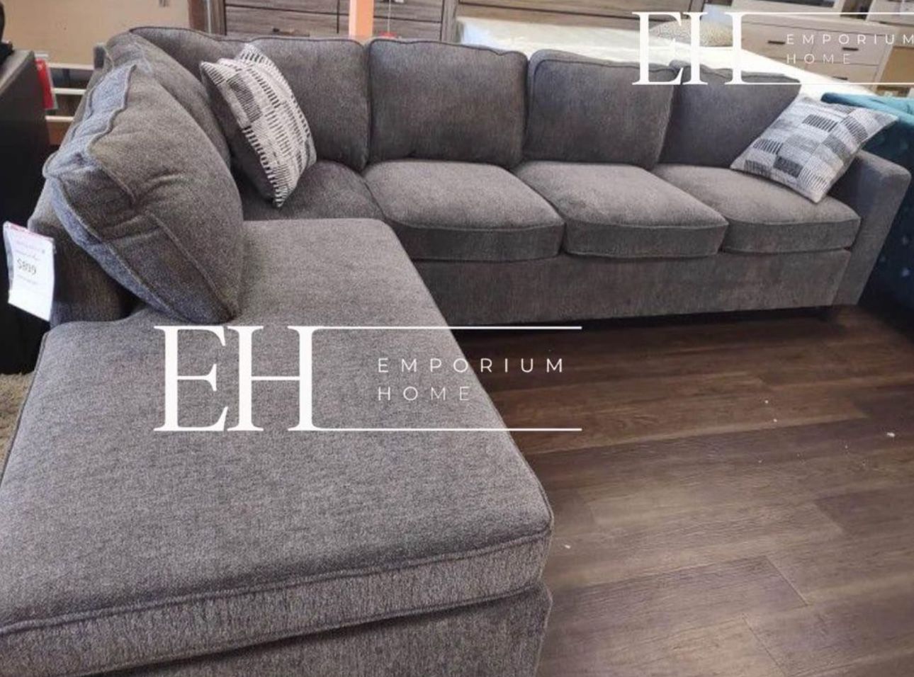 Grey Chenille Sofa Sectional 107” X 82”
