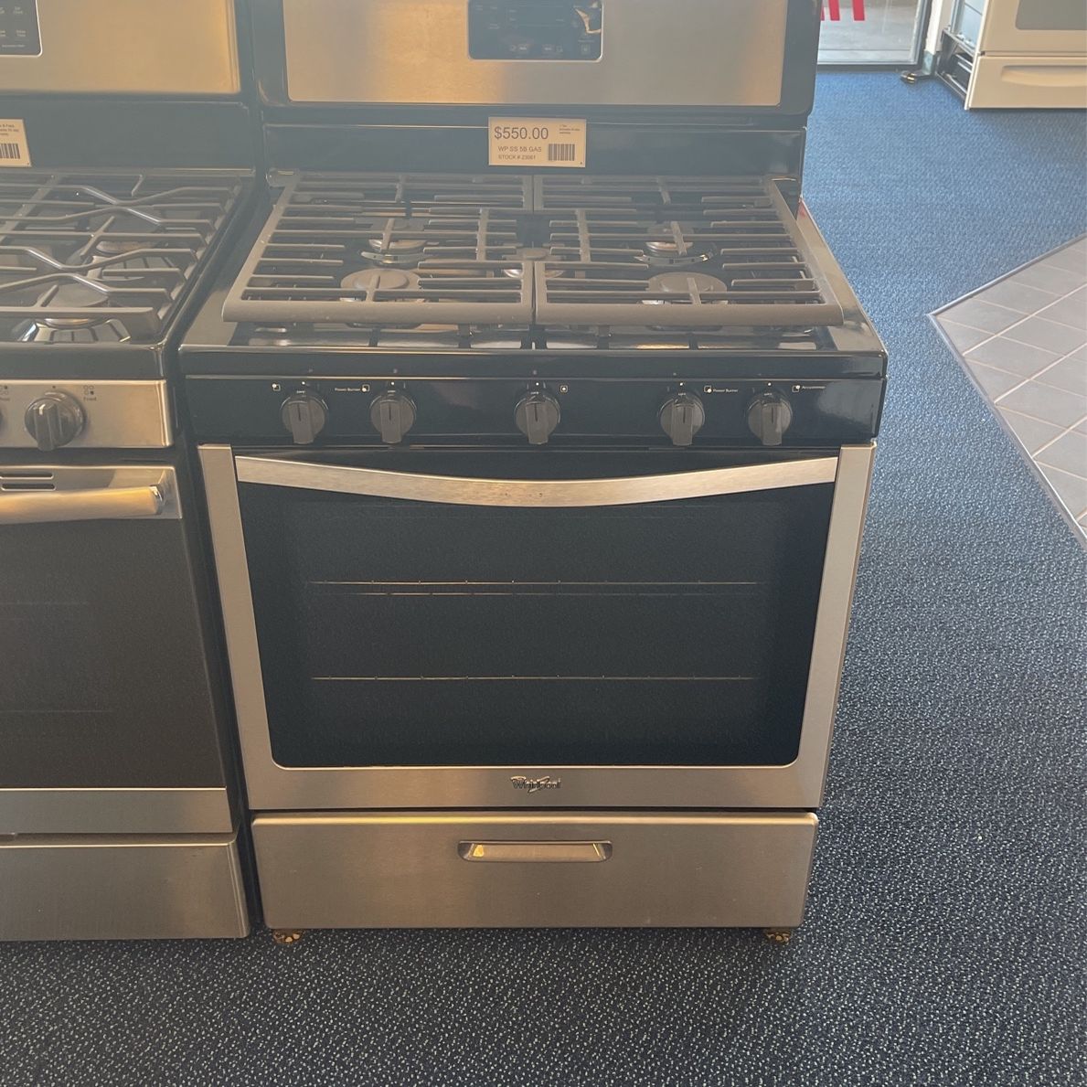 Stainless Steel Whirlpool Five Burner Gas Range