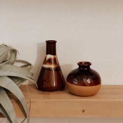 Brown Drip Mid Century modern Vases - Vintage 1960’s