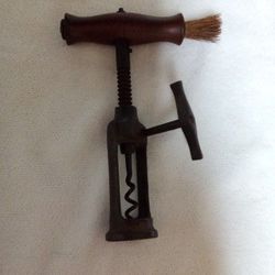Antique 1800's Bronze London Rack & Pinion Open Frame Hardwood Boars Hair Brush Cork Opener**Offers Welcome** 