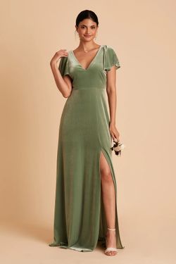 Birdy Grey Sage Velvet Bridesmaid Dress