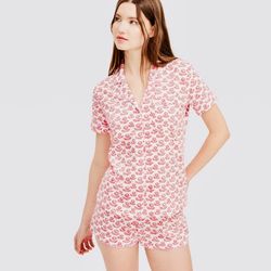 Roller Rabbit x Target Women's Floral Pajama Set M White Red Short Sleeve