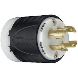 Legrand Pass & Seymour L1430PCCV3 Turnlok Industrial Spec Grade Locking Plug, 30 Amp 125/250V, NEMA L14-30P, Black/White