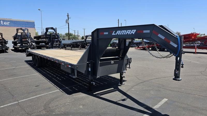 2025 Lamar 102x32 Gooseneck Deckover Heavy Duty Flatbed Trailer 24k GVWR Mega Ramps (27’+5’)