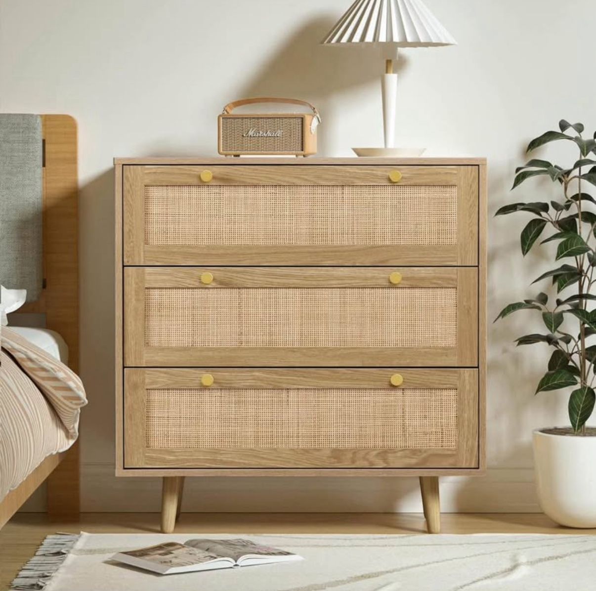 Rattan 3 Drawer Dresser