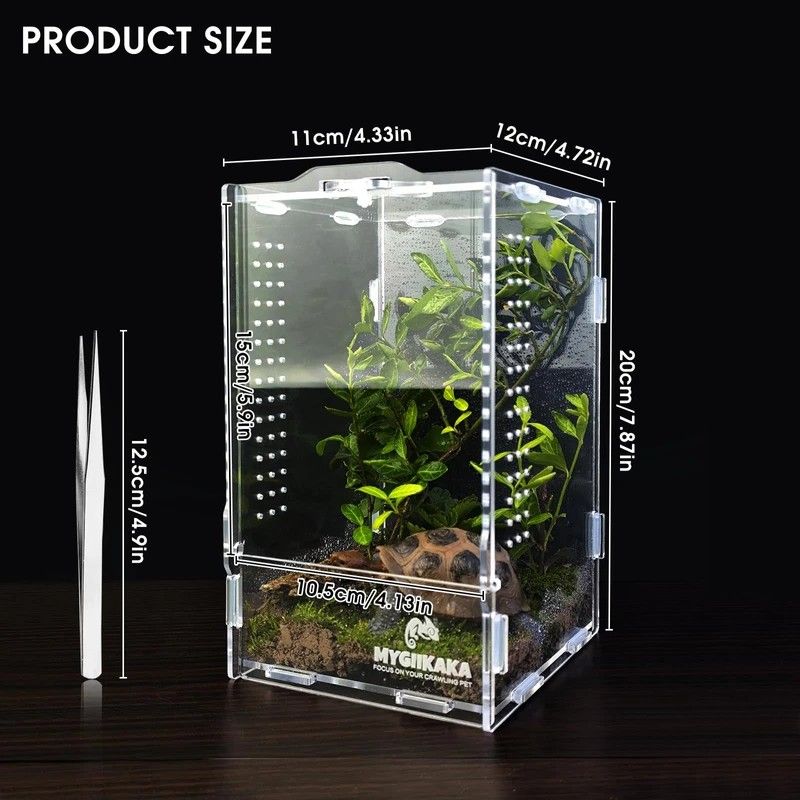 MYGIIKAKA Acrylic Jumping Spider Enclosure, Insect Terrarium, Bug Enclosure, Spider Cage, Jumping Spider Habitat, Praying Mantis Habitat, Arboreal Tar