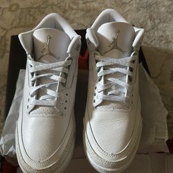 Air Jordan 3 Retro /9.5 White/ White Metallic 