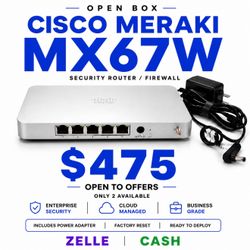 CISCO MERAKI MX67W SECURITY ROUTER / FIREWALL
