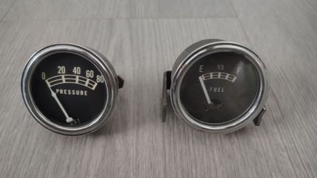 Vintage Stewart Warner Coffin Sweep Fuel/Oil Pressure Gauges