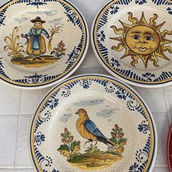 Real Italian Hand Painted Pottery Plates From Italy Set Of Three