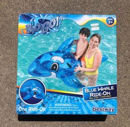 New Bestway H2OGO! Blue Whale Ride-On Pool Float