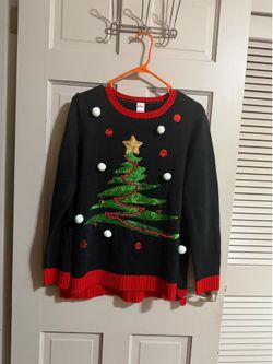 Holiday Time Women's Stars and Loops Christmas Tree Sweater Size Large