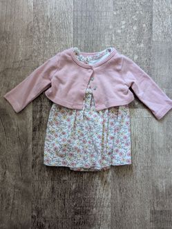 Baby Girl Bodysuit Dress With Cardigan