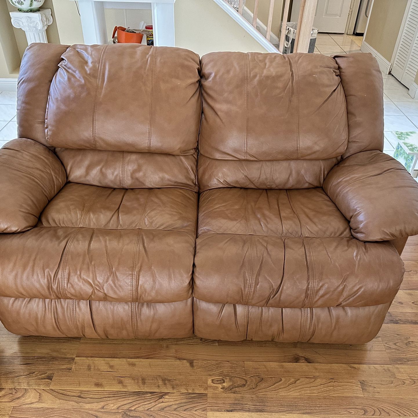 Brown Leather Couches W/ Pull Out Bed 