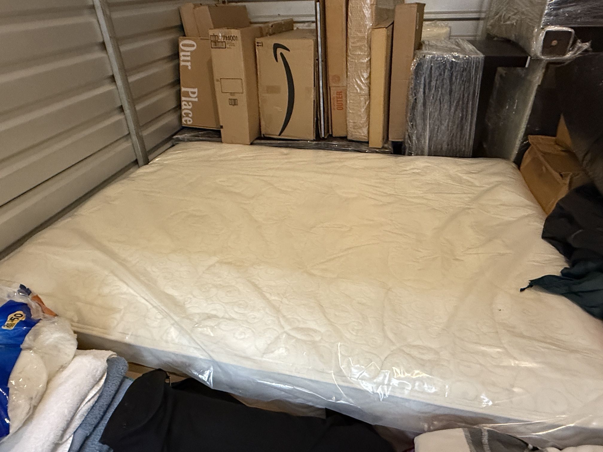 Queen Mattress, Box Spring And Frame