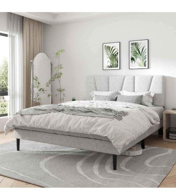 bed frame,Full, Light Grey, Linen (Mattress Not Included)firm on price