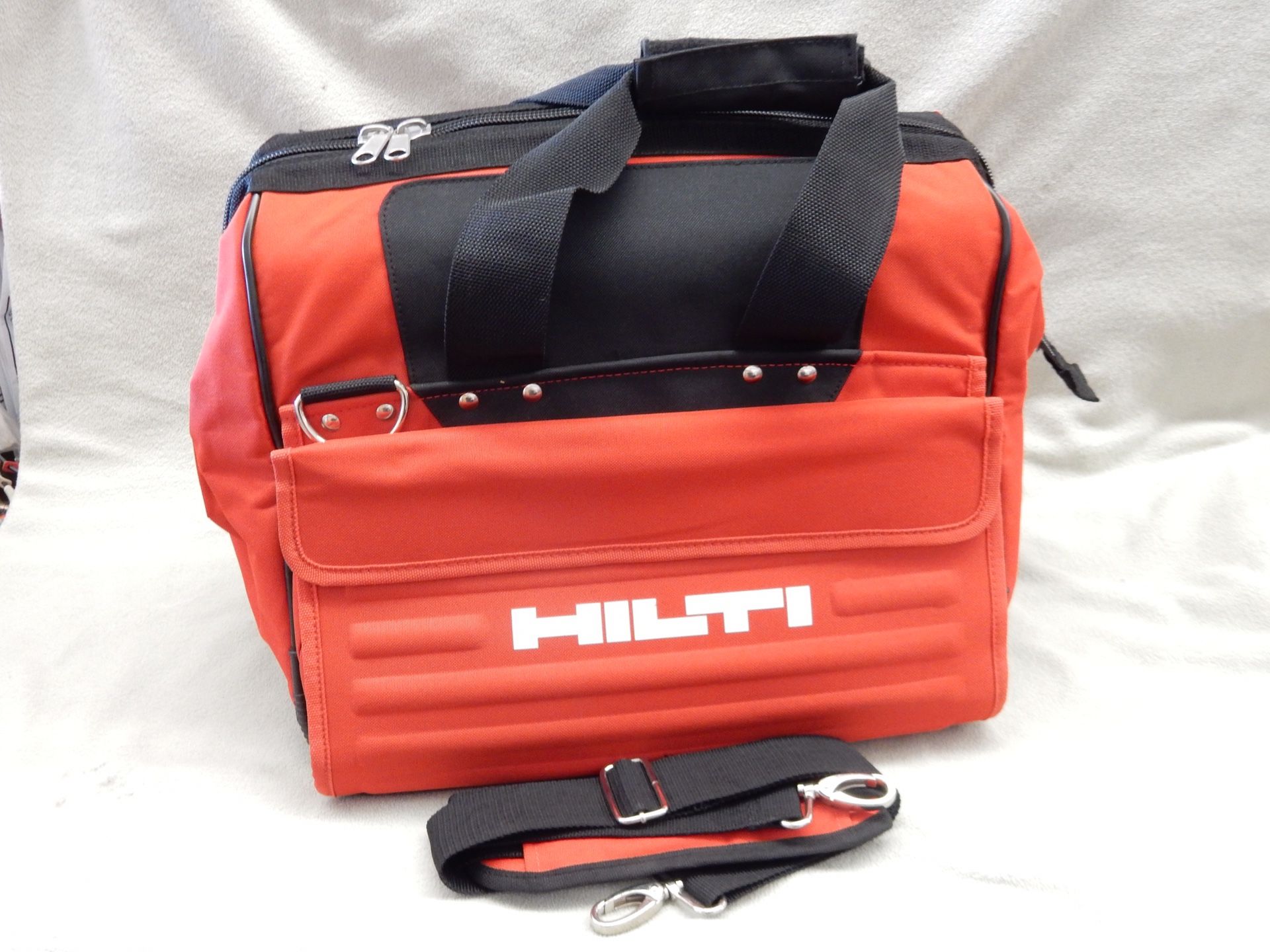 HILTI TOOL BAG / TOTE RED AND BLACK ZIPPERED Good For Cordless Or Hand Tools.