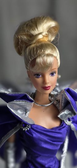 Vintage Barbie Doll Purple Evening Gown Silver Cape 90s Mattel