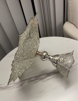 Decorative Copper Filigree Bowl with Matching Tray
