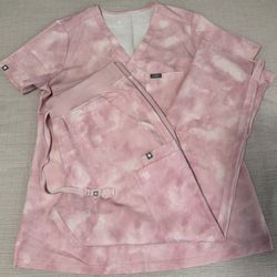 Women’s Figs Scrub Set Marbled Rose