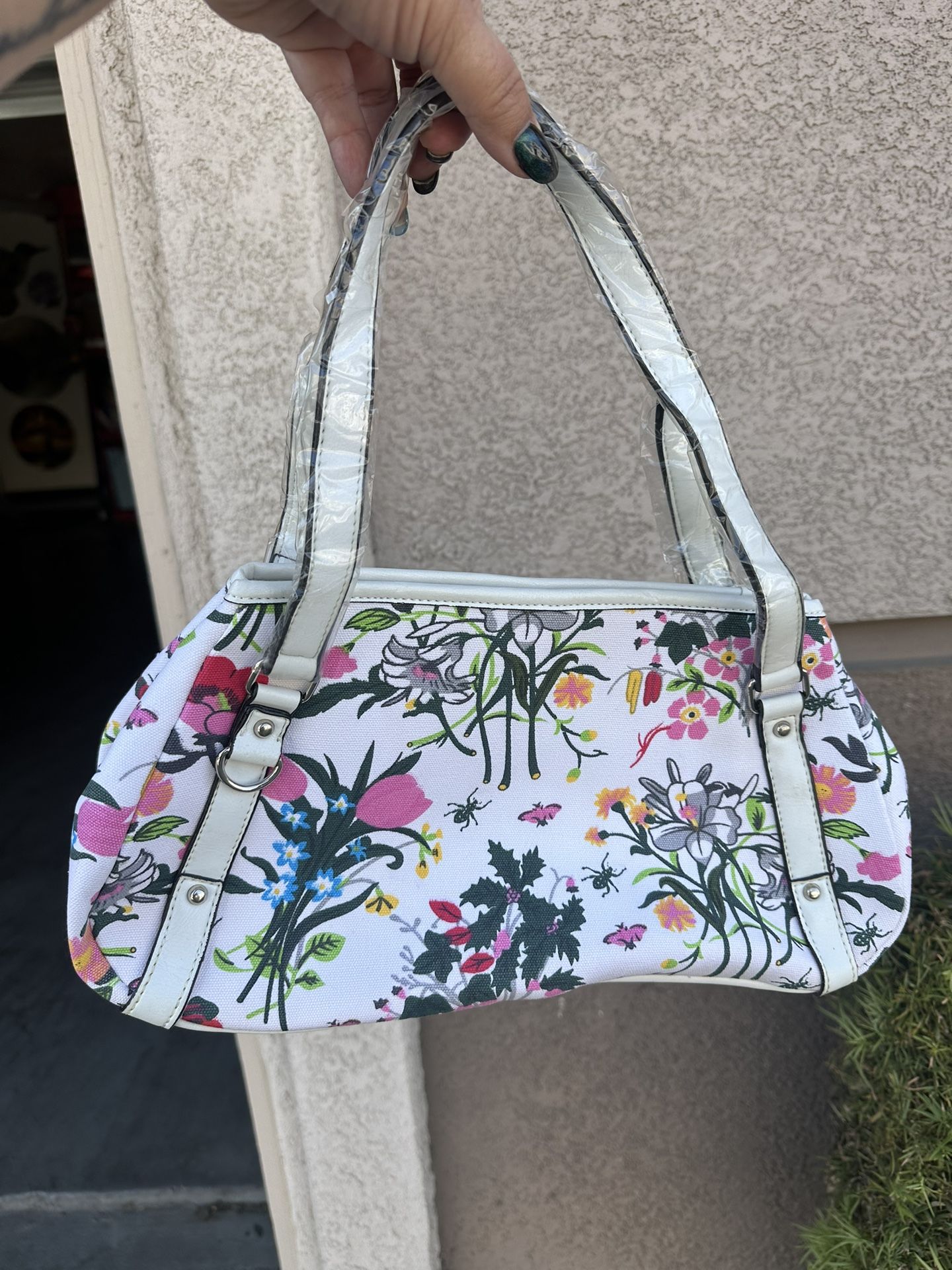 White Floral Purse