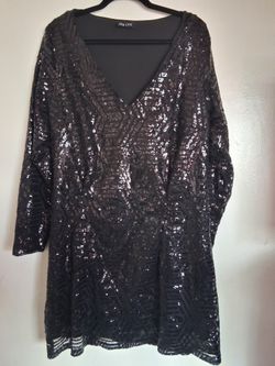 Black Sequin Short Dress 2x