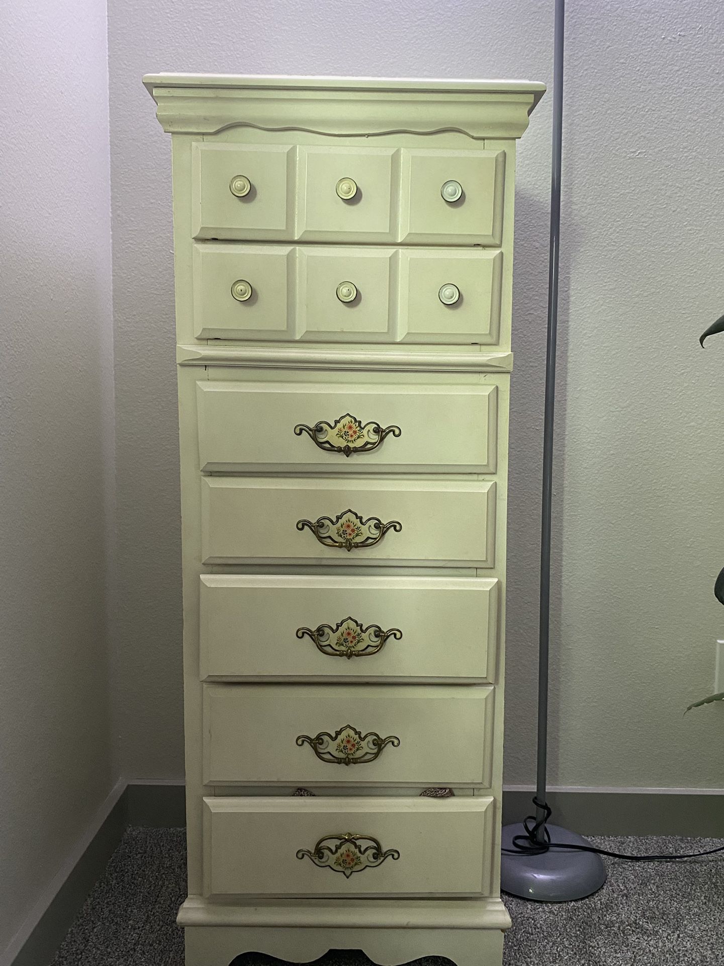 2 White Dressers With Floral Handles