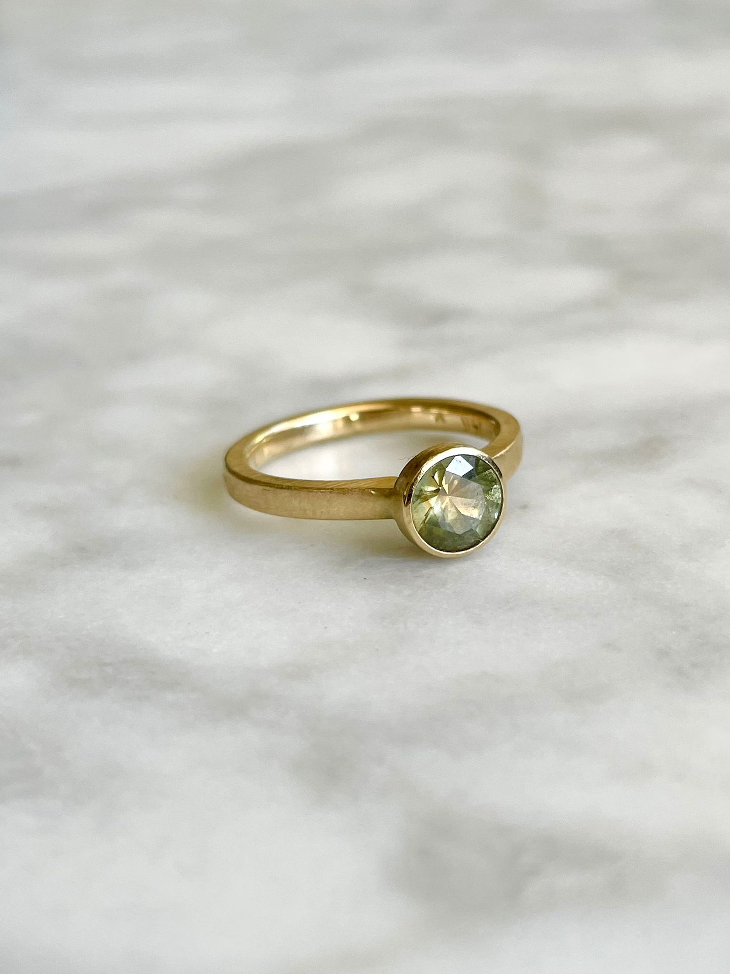 Handmade 14k Gold, .97ct Bi-Color Montana Sapphire Engagement Ring, Size 6