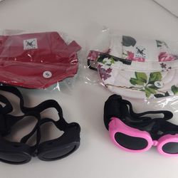 New 4 PCs. 2 Summer Hats And 2 Sunglasses Adjustable Size Small