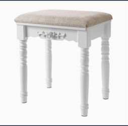 Vanity Stool, Comfortable Dressing, Padded Cushioned Bench with Rubber Wood Legs, Capacity 286lb, Easy Assembly, , White With Floral