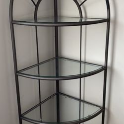 Wrought Iron  & Glass Corner Display