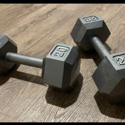 Set of Hex Cast Iron Dumbbells 20 lbs [40 lbs]