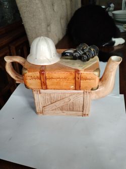Antique traveling suitcase mini teapot World Bazaar