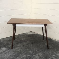 West Elm Desk / Dinner Table With One White Metal Drawer  48”x30”and 31 “H