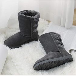 DREAM PAIRS Kids Faux Fur Lined Mid Calf Winter Snow Boots